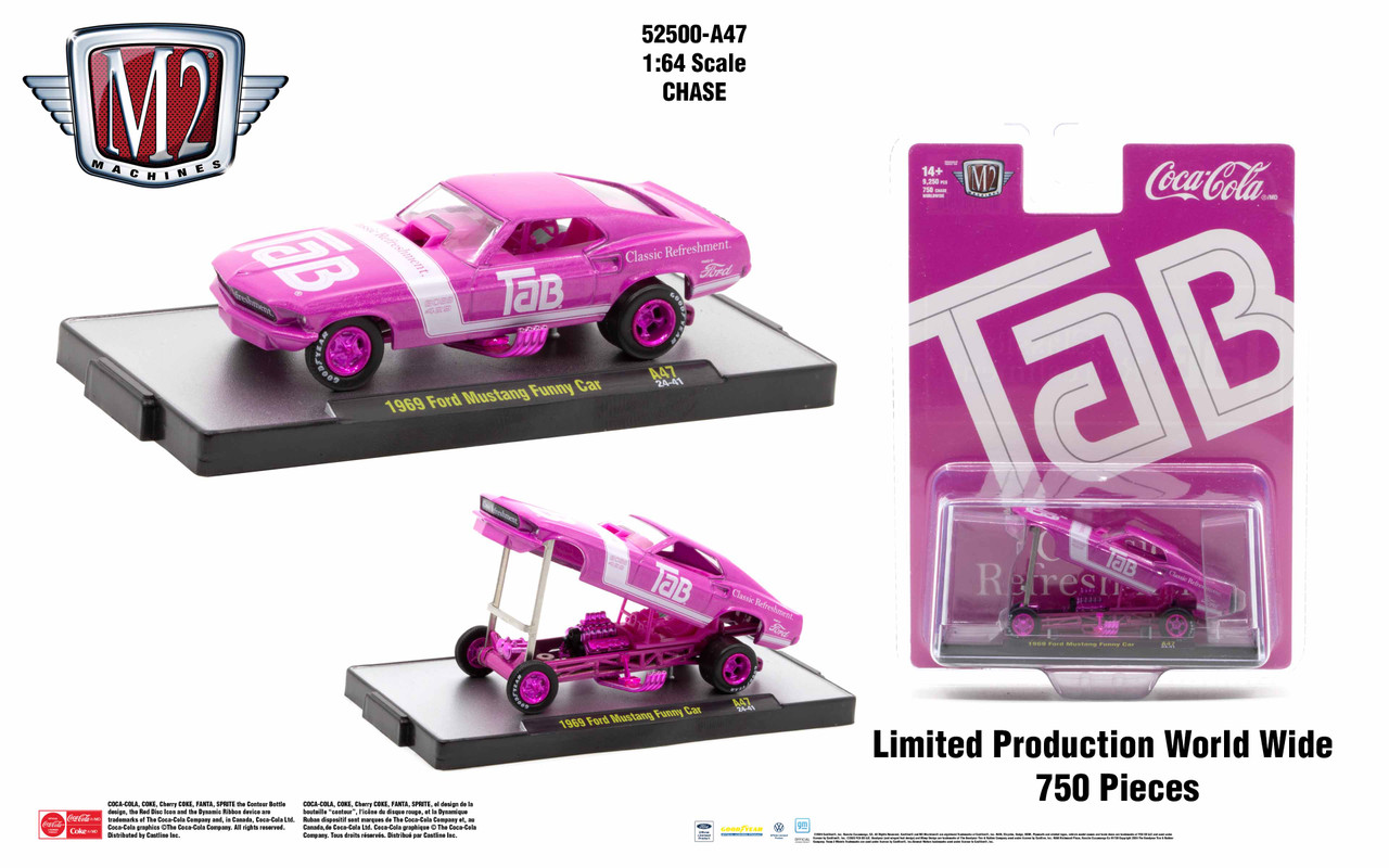 M2 Machines Coca-Cola Release A47 1969 Ford Mustang Funny Car Tab
